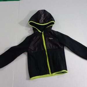 Reebok Toddler Full Zip Black Green Softshell Fleece Hooded Pockets Jacket Sz 3T